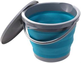 img 2 attached to 🔵 Ahyuan Collapsible Water Bucket with Locking Lid - Portable and Space-saving Foldable Round Tub, Multifunctional Water Container for RV, Camping, Marine, Outdoor Activities, and Home (Blue)