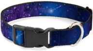 🌌 buckle-down plastic clip collar - galaxy blues/purples - 1" wide - large size - fits 15-26" neck logo