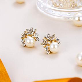 img 2 attached to 🌸 Stunning Vintage Floral Leaf Bridal Earrings for Wedding, Prom – EVER FAITH Crystal Simulated Pearl Jewelry for Bride Bridesmaids, Great Gatsby-inspired