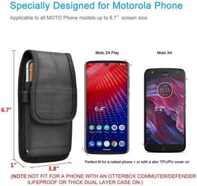 img 3 attached to Premium Black Nylon Holster Case for Moto G9 Play G Fast G Power G Stylus G7 Optimo Maxx 📱 E 2020 E7 E6 E5 Plus Z4 Play Z3 - Heavy Duty Phone Pouch with Belt Clip and Card Holder