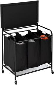 img 3 attached to HollyHOME Laundry Organizer Cart with Foldable Ironing Board & Removable 3 Bags - Black Laundry Hamper Sorter