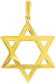 img 2 attached to Shining 14k Yellow Gold Star of David Pendant with High Polish - Medium-sized Must-Have