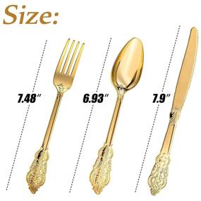 img 3 attached to 🍽️ HOMIP 160 Gold Plastic Silverware Set – Disposable Utensils for Vintage Wedding Anniversary Party – Heavyweight Cutlery Set – Includes 80 Plastic Forks, 40 Knives, 40 Spoons – Flatware Plastic