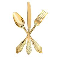 🍽️ homip 160 gold plastic silverware set – disposable utensils for vintage wedding anniversary party – heavyweight cutlery set – includes 80 plastic forks, 40 knives, 40 spoons – flatware plastic logo