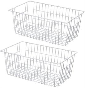 img 4 attached to 🧺 Large Wire Storage Baskets – Freezer Baskets, Farmhouse Metal Wire Basket Organizer for Kitchen Pantry – Storage Bins 14"x11"x6