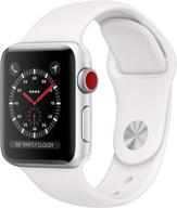 renewed apple watch series 3 gps + cellular, 38mm silver aluminum case with white sport band logo