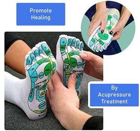 img 1 attached to Revitalize Your Feet with Acupressure Reflexology Socks: Unisex Foot Massage Socks with Five Toe Separation, Cotton Material, and English-Spanish Reflexology Charts – Includes Rod!