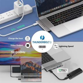 img 2 attached to 🔌 WAVLINK USB C Hub: 7-in-2 Type C Adapter Mini Docking Station with Thunderbolt 3, 4K HDMI, 2 USB 3.0, SD/TF Card Reader, 100W PD for MacBook Pro & Air