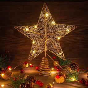 img 4 attached to 🌟 10-Inch Rustic Farmhouse Christmas Star Tree Topper with 10 LED Warm Lights - Perfect Xmas Treetop Star for Festive Tree Decorations
