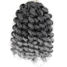 img 3 attached to 💇 3 Bundles 2X Ringlet Wand Curl Jamaican Bounce Grey 8 inch Synthetic Crochet Hair Extensions Crochet Braiding Hair 20 Roots (#Ombre Gray)