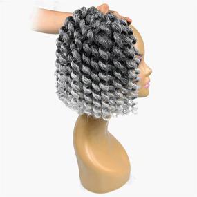 img 2 attached to 💇 3 Bundles 2X Ringlet Wand Curl Jamaican Bounce Grey 8 inch Synthetic Crochet Hair Extensions Crochet Braiding Hair 20 Roots (#Ombre Gray)