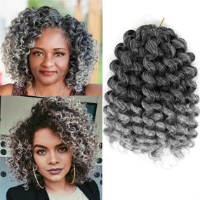 img 4 attached to 💇 3 Bundles 2X Ringlet Wand Curl Jamaican Bounce Grey 8 inch Synthetic Crochet Hair Extensions Crochet Braiding Hair 20 Roots (#Ombre Gray)