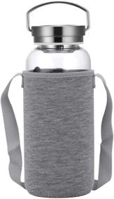 img 3 attached to 💧 Large 32 oz Glass Water Bottle with Wide Mouth, Neoprene Sleeve Included - BPA Free