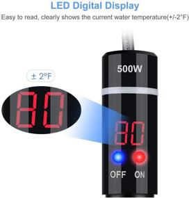 img 2 attached to 🐠 Advanced 500W Titanium Tube Aquarium Heater with LED Digital Temperature Controller—Ideal for 50-80 Gallon Tanks