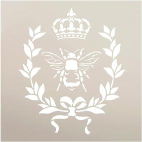 img 3 attached to 🐝 StudioR12 French Bee Stencil - Crown, Laurel Wreath, Shabby Chic Country Design - Reusable for Chalky Paint - Ideal for Furniture, Wood Signs, Pillows, Fabric, Home Wall Decor - Available in Various Sizes (12"x12")