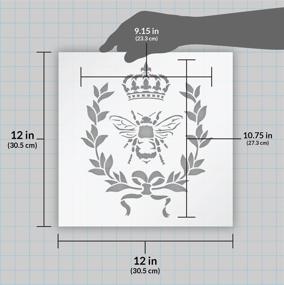 img 2 attached to 🐝 StudioR12 French Bee Stencil - Crown, Laurel Wreath, Shabby Chic Country Design - Reusable for Chalky Paint - Ideal for Furniture, Wood Signs, Pillows, Fabric, Home Wall Decor - Available in Various Sizes (12"x12")