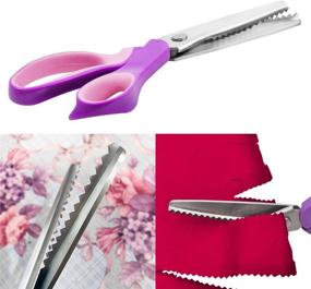 img 1 attached to 👗 Professional Dressmaking Sewing Scissors - 2 Piece Zigzag & Scalloped Pinking Shears with Stainless Steel Handles - Ideal for Fabric Crafts & Zig Zag Cuts