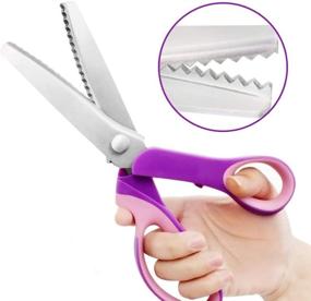 img 3 attached to 👗 Professional Dressmaking Sewing Scissors - 2 Piece Zigzag & Scalloped Pinking Shears with Stainless Steel Handles - Ideal for Fabric Crafts & Zig Zag Cuts