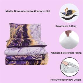 img 3 attached to 🛏️ BDAILKA Queen Size Purple Marble Comforter Set - Tie Dye Watercolor Pattern Bedding with 2 Pillow Covers