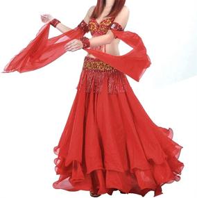 img 1 attached to 👗 BellyLady Halloween Tribal Chiffon Tiered Maxi Full Skirt for Belly Dance