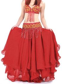 img 3 attached to 👗 BellyLady Halloween Tribal Chiffon Tiered Maxi Full Skirt for Belly Dance