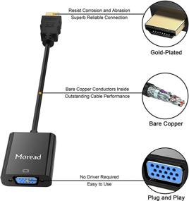 img 3 attached to Gold-Plated HDMI to VGA Adapter (Male to Female) - Ideal for Computer, Desktop, Laptop, PC, Monitor, Projector, HDTV, Chromebook, Raspberry Pi, Roku, Xbox and More - Black