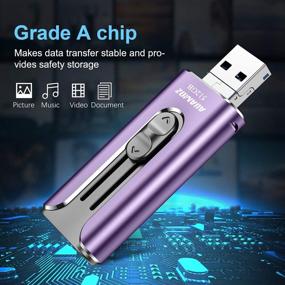 img 2 attached to 💜 Флеш-накопители USB 3.0 объемом 512 ГБ фиолетового цвета - AUAMOZ Photo Stick Memory Drive, совместимы с телефоном/Android/компьютером для хранения и резервного копирования данных