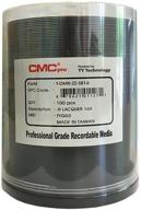 cmc pro 16x 4.7gb dvd-r silver thermal in cake box - 100 pack, enhanced by ty technology logo