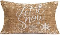 ❄️ 12x20 inch snowflake let it snow christmas pillow cover - smilyard farmhouse decorations, cotton linen cushion case for couch, sofa - xmas home décor, throw pillows, pillowcase (c 21) logo
