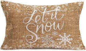 img 4 attached to ❄️ 12x20 Inch Snowflake Let It Snow Christmas Pillow Cover - Smilyard Farmhouse Decorations, Cotton Linen Cushion Case for Couch, Sofa - Xmas Home Décor, Throw Pillows, Pillowcase (C 21)