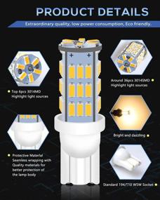 img 1 attached to 🔆 Очень яркие теплые белые LED-лампы для интерьера дома на колесах - Qoope 194 T10 912 921 168 Замена ламп для автодомов, дорожных карт, дверей, номерных знаков, фонарей заднего хода, 42-LED, набор из 10 штук