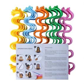 img 4 attached to 🌀 30-Piece Spiral Curl Styling Kit: Heatless Hair Rollers for Natural Hair - Perfect for Women and Girls with Long Hair (45cm, 17.7 Inches) - Includes 2 Styling Hooks