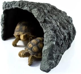 img 1 attached to 🐍 Premium Resin Reptile Rock Hide Cave: Ideal Escape Habitat for Pet Tortoises, Lizards, Frogs, Turtles, and Snakes - 10.23 x 9.05 x 5.11 Inches