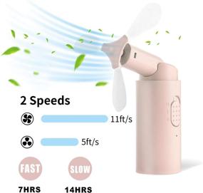 img 2 attached to Supabear Mini Handheld Desk Fan | Detachable & Portable | Personal Table Fan | 2-Speeds USB Rechargeable | 2000mAh Battery Operated Power Bank | Hand-held Eyelash Fan for Women & Girls | Outdoor Travel (Pink)