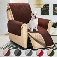 🪑 reversible large recliner cover | slipcovers for recliner chair | seat width up to 30 inch | machine washable | pet-friendly | chocolate/beige logo