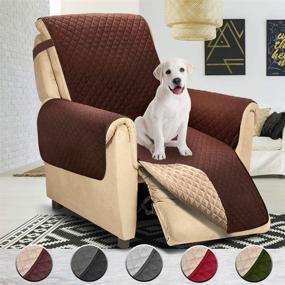 img 4 attached to 🪑 Reversible Large Recliner Cover | Slipcovers for Recliner Chair | Seat Width up to 30 Inch | Machine Washable | Pet-Friendly | Chocolate/Beige