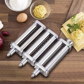 img 3 attached to 🍝 Stainless Steel Pasta Maker Attachment Set for KitchenAid Stand Mixers - Includes Pasta Roller, Spaghetti Cutter, and Fettuccine Cutter