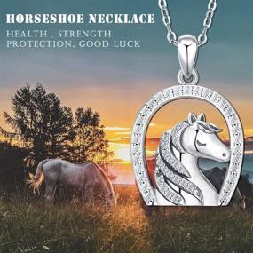 img 3 attached to Aniu 925 Sterling Silver Lucky Horseshoe Necklace: Stylish Jewelry for Girls & Women 🐴 with Horse Pendant - Perfect Gift for Girlfriend, Wife or Daughter (Horse in Horseshoe Charm) 18-inch