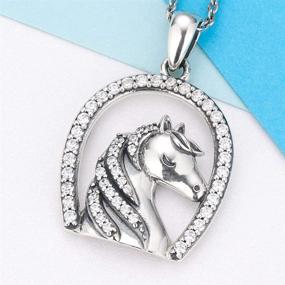 img 1 attached to Aniu 925 Sterling Silver Lucky Horseshoe Necklace: Stylish Jewelry for Girls & Women 🐴 with Horse Pendant - Perfect Gift for Girlfriend, Wife or Daughter (Horse in Horseshoe Charm) 18-inch