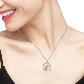 img 2 attached to Aniu 925 Sterling Silver Lucky Horseshoe Necklace: Stylish Jewelry for Girls & Women 🐴 with Horse Pendant - Perfect Gift for Girlfriend, Wife or Daughter (Horse in Horseshoe Charm) 18-inch