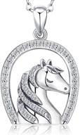 aniu 925 sterling silver lucky horseshoe necklace: stylish jewelry for girls & women 🐴 with horse pendant - perfect gift for girlfriend, wife or daughter (horse in horseshoe charm) 18-inch logo