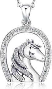 img 4 attached to Aniu 925 Sterling Silver Lucky Horseshoe Necklace: Stylish Jewelry for Girls & Women 🐴 with Horse Pendant - Perfect Gift for Girlfriend, Wife or Daughter (Horse in Horseshoe Charm) 18-inch