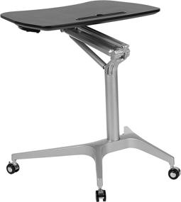 img 3 attached to 📱 Mobile Sit-Stand Ergonomic Desk by Flash Furniture - Black Computer Desk with 28.25"W Top (Adjustable Range: 29" - 41")