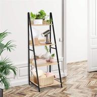 🌿 springsun 4-tier ladder shelf: wooden plant flower stand, storage rack with steel frame for office and home decor logo