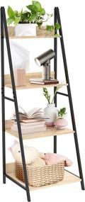 img 3 attached to 🌿 SpringSun 4-Tier Ladder Shelf: Wooden Plant Flower Stand, Storage Rack with Steel Frame for Office and Home Decor