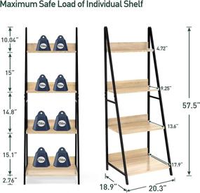 img 2 attached to 🌿 SpringSun 4-Tier Ladder Shelf: Wooden Plant Flower Stand, Storage Rack with Steel Frame for Office and Home Decor