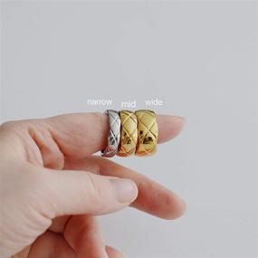 img 1 attached to 💍 Shapes Studio: Elegant 18k Gold Ring for Women, Wide Gold Silver Band, Stacking Rings, Gold Wedding Band Minimalist Style