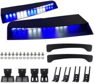 🚨 aspl visor lights bar - blue/white emergency strobe light bar with 29 flash patterns, split mount design for interior upper windshields - 2-15 led logo