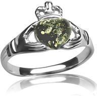 ✨ ian and valeri co. green amber sterling silver claddagh ring: exquisite craftsmanship for timeless elegance logo