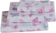 kids zone home linen queen size sheet set for girls and teens - butterfly pink purple turquoise white - new arrival logo